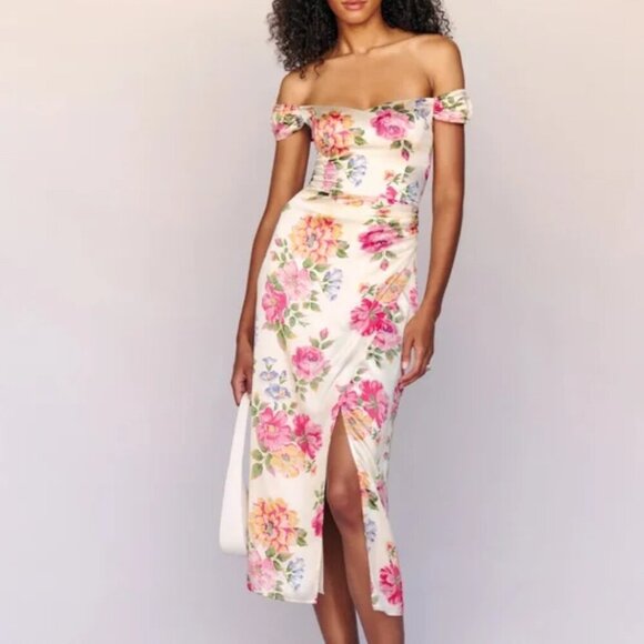 Reformation Genesis Silk Dress in Giverny - Picture 1 of 7